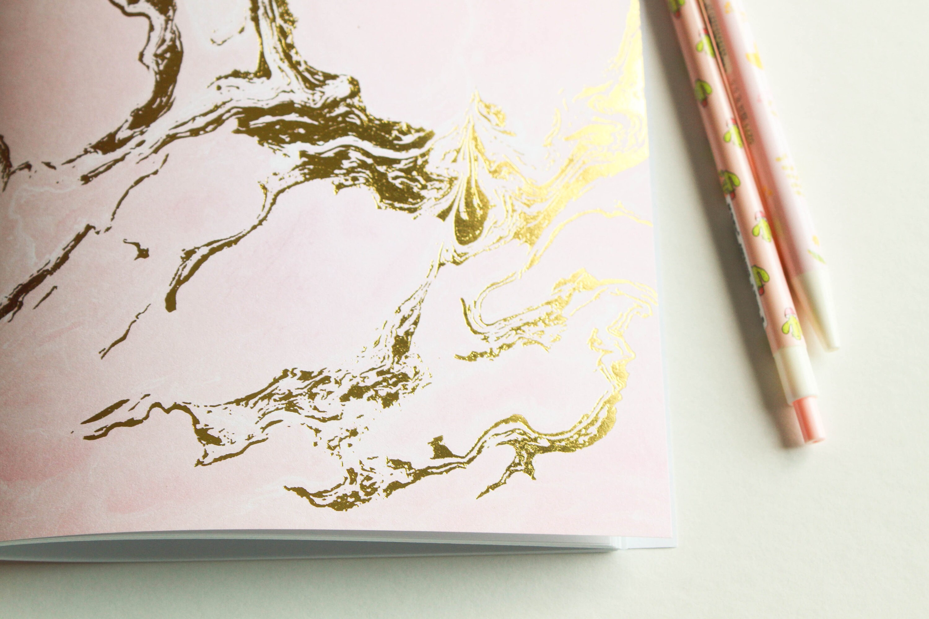 Gold Foil and Pink Marbled Journal