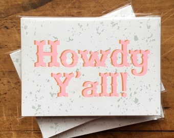 howdy y'all blank note card set, western cowgirl stationery, howdy texas cards, blank card set, cowgirl note cards, yall stationary, western