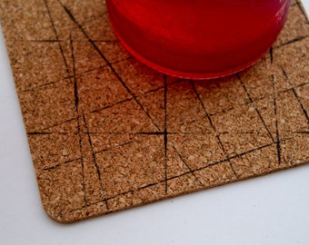 geometric coasters, designer coasters, drink coasters, housewarming gift, cork coasters, double sided cork, cork coaster set, cork coaster