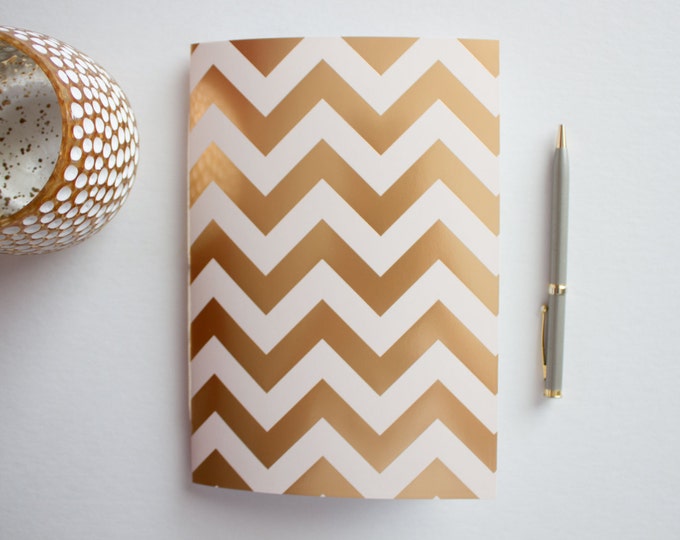 Gold Foil & Cream Chevron Journal