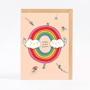 Verjaardagskaart regenboogkaart DOUBLE RAINBOW