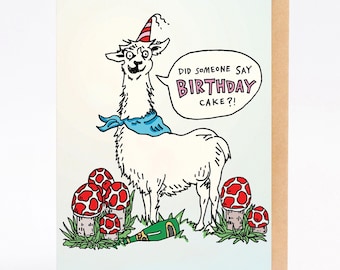 Funny birthday card - LAMA CAKE