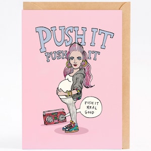 Baby Karte witzige Schwangerschaft Karte PUSH IT