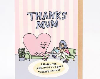 Mother's day card funny mum birthday card HEARTFELT THANKS