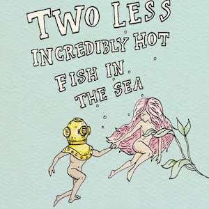 Wedding card engagement card quirky wedding card funny wedding card funny engagement card cool wedding card cool engagement card Hot Fish card Fish in the Sea card by wally Paper Co Melbourne greeting cards made in Australia