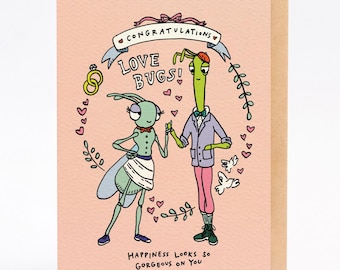 Carte de fiançailles carte de mariage LOVE BUGS