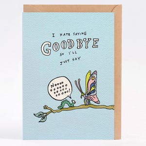 Roligt avskedskort: Adjöfjäril, tillverkad i Australien