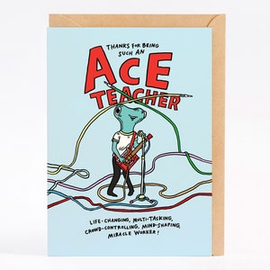 Carte de remerciement pour professeur - FULLY AMPED - par Wally Paper Co, Melbourne, Australie.