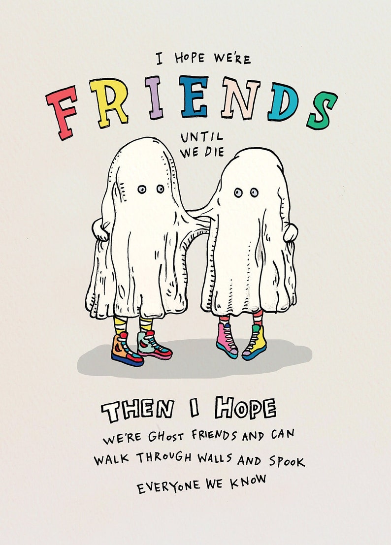 Birthday card funny birthday card bff birthday card ghost birthday card friendship card Ghost Friends by Wally Paper Co Melbourne made in Australia