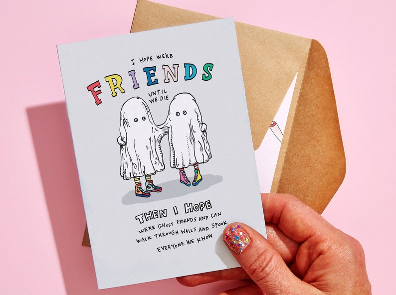 Birthday card funny birthday card bff birthday card ghost birthday card friendship card Ghost Friends by Wally Paper Co Melbourne made in Australia