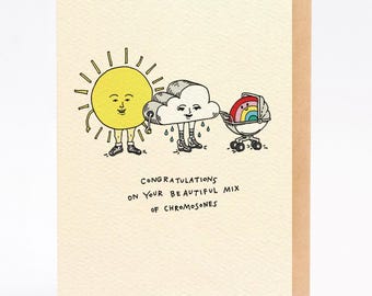 Hand drawn new baby card: Baby Rainbow