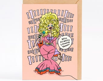 Hand drawn birthday card: Dolly Parton