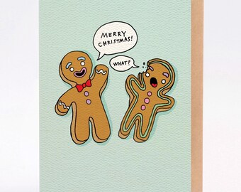 Hand drawn funny Christmas card - Gingerbread