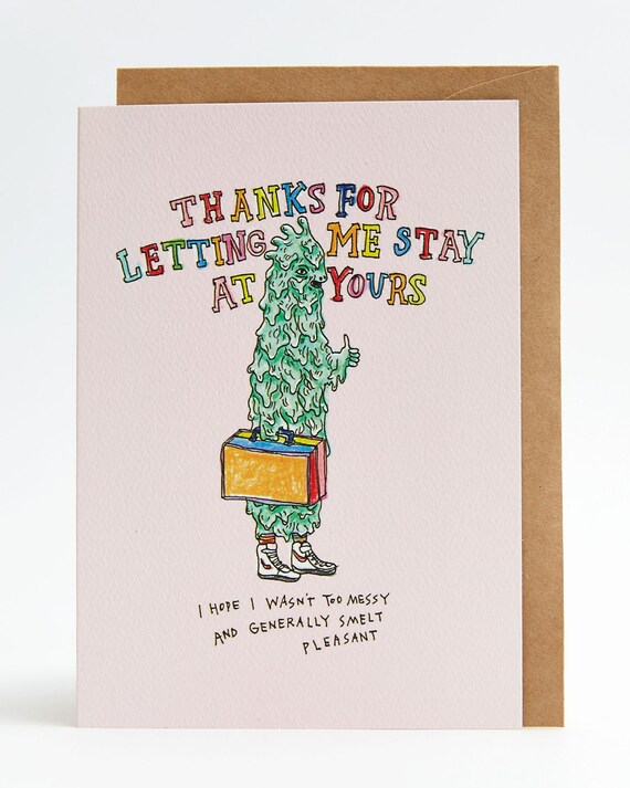 Thank you card Thanks for letting me stay card thanks for Etsy