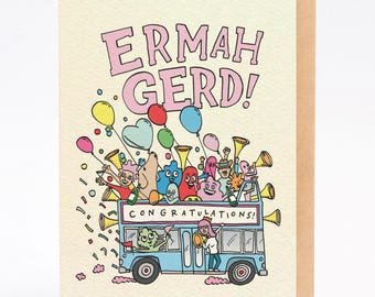 Congratulations card wedding card engagement card graduation card - Party Bus