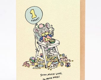 First birthday card 1st birthday card - So Much Mess