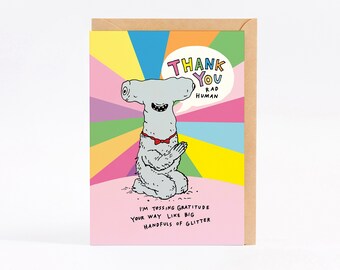 Funny thank you card - thank you card - fun thank you card - GLITTER THANKS - by Wally