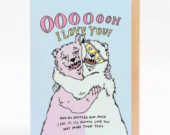 Bear Hug Love Card, Anniversary or Valentine's Day