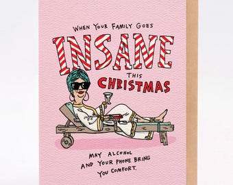 Hand drawn funny Christmas Card: Insane