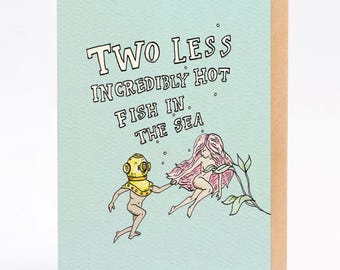 Hand drawn wedding card or engagement card : Hot Fish