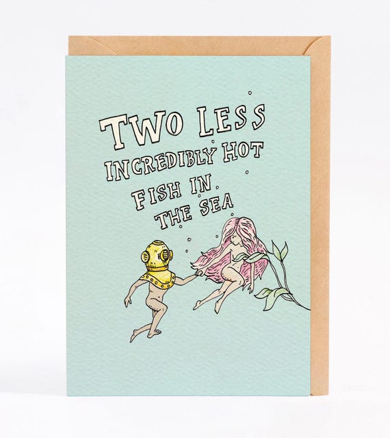 Hand drawn wedding card or engagement card : Hot Fish