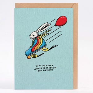 Hand drawn kids birthday card: Wheeelie Fun