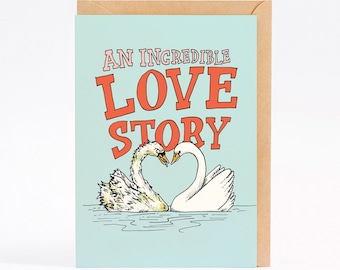 Wedding card engagement card Anniversary card Valentine's card funny wedding card funny card LOVE STORY by Wally Paper Co made in Australia