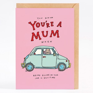 Tarjeta del Día de la Madre, tarjeta divertida del Día de la Madre - Solo en el Coche