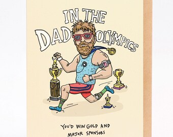 Hand drawn dad card : DAD OLYMPICS