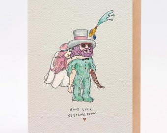 Hand drawn wedding or engagement card - Settle Down