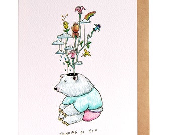 Sympathy card - Thinking of you - friendship card - 'Thinking Bear'