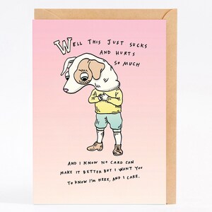 Tarjeta de condolencias, pensando en ti, tarjeta de recuperación, ESTO APESTA