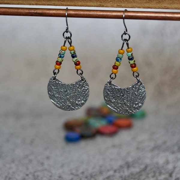 Handmade Artisan Boho Czech Glass and Metal Earrings