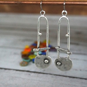 Silver Dangle Earrings, boho, bohemian, ethnic, antique silver plated