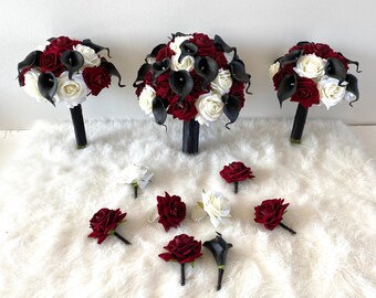 Red Black Bouquet Etsy