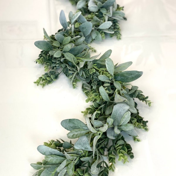 Eucalyptus Garland, Lambs Ear Garland, Wedding Centerpiece, Arch Flowers, Artificial Eucalyptus Garland, Greenery Garland, Table Runner, Lam