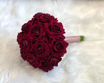 1 Burgundy Rose Bouquet, Rose Bouquet, Red Rose Bouquet, Burgundy Boutonnière, Winter Bouquet, Burgundy Bouquet Dusty Rose Bouquet, Mauve