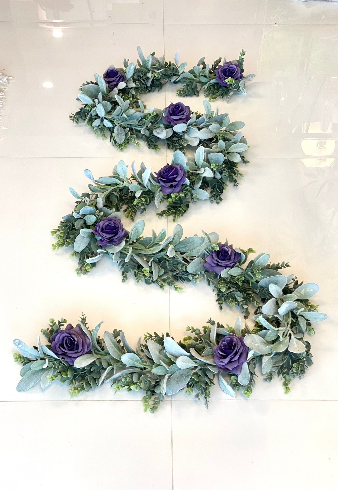 Eucalyptus Garland Lambs Ear Garland Wedding Centerpiece image 1