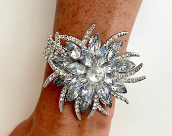 Silver Crystal Corsage Bracelet: Bling Prom Wrist Corsage