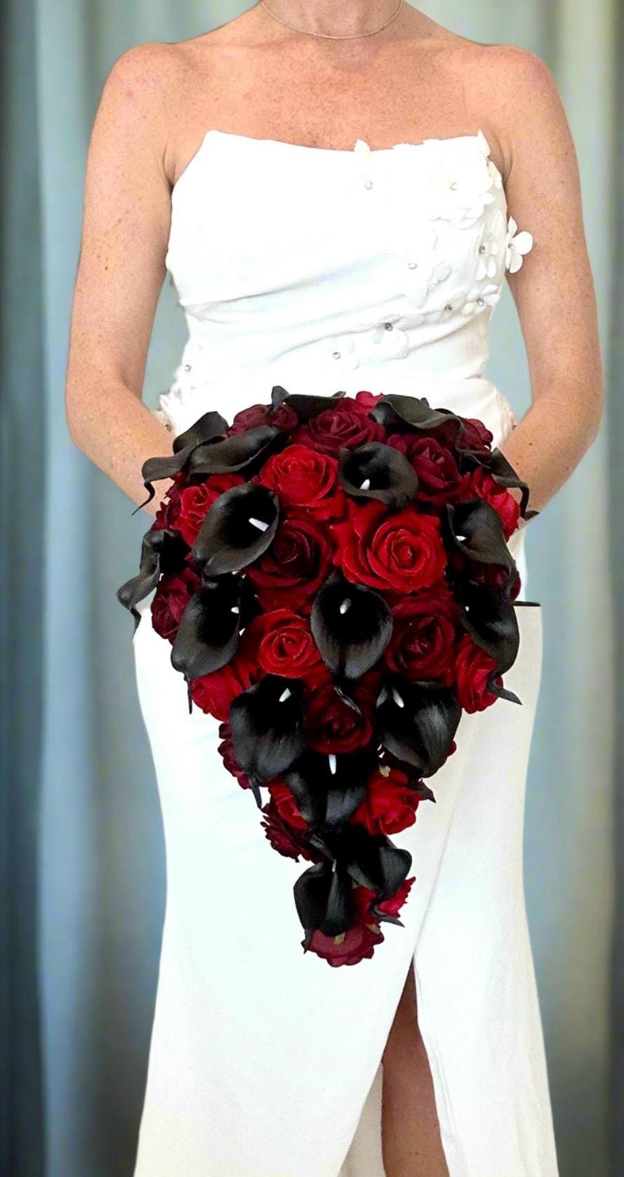 Black Calla Lily Bouquet, Black and Red Bouquet, Black and Red Calla Lily Bouquet, Red Rose Bouquet, Black Wedding Flowers, Burgundy Wedding