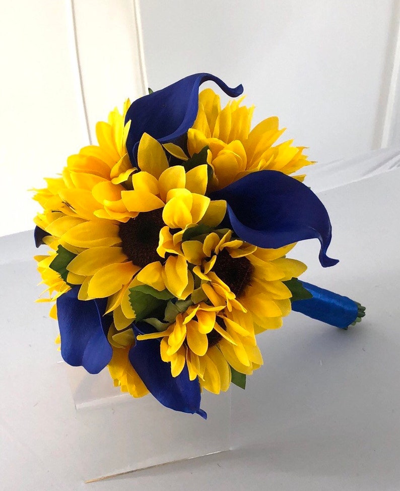 8 Sunflower Bridal Bouquet Sunflower and Calla Lily Etsy