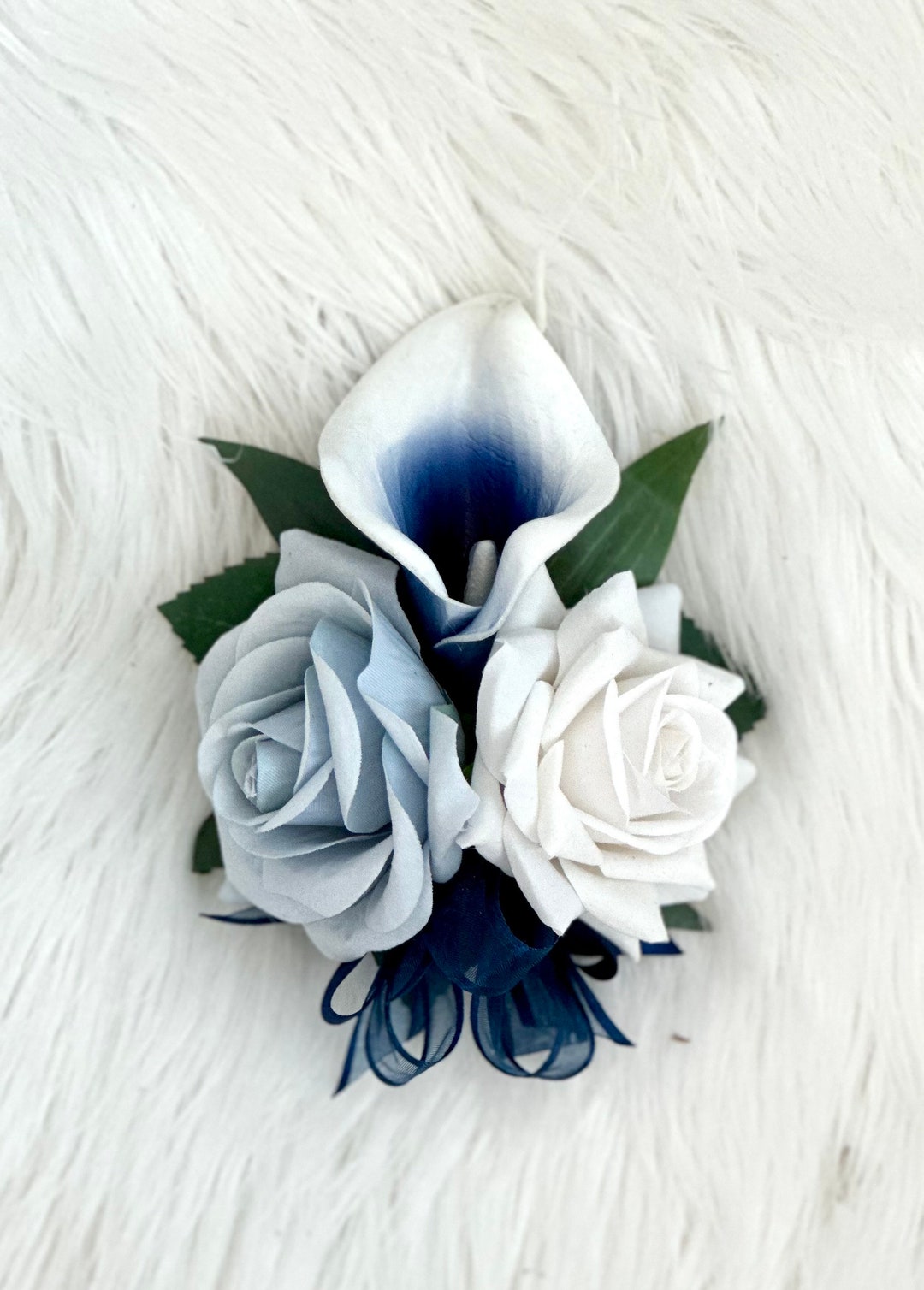 ★EMIS★ CORSAGE FLAT BAGSKY BLUE m1037_1446246 Royal Blue Corsage and Boutonniere Set, Prom Corsage, Wrist