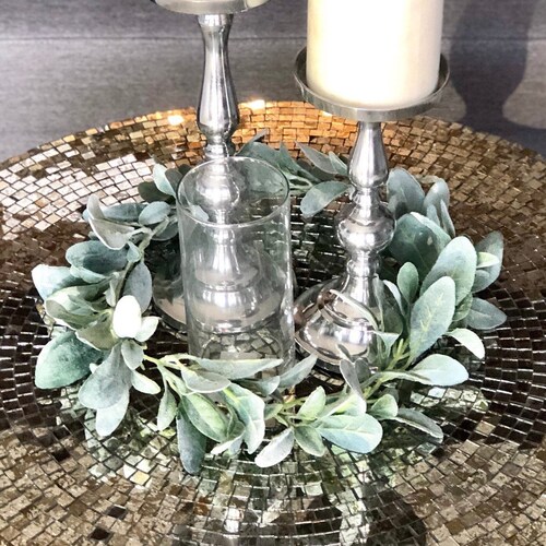 Lambs Ear Wreath White Garland Wedding Centerpiece Lambs Etsy