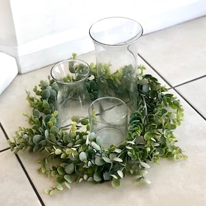 Eucalyptus Table Wreath, Artificial Eucalyptus Garland, Wedding Centerpiece, Eucalyptus Wreath, Greenery Garland, Table Wreath, Lantern Wrea image 3