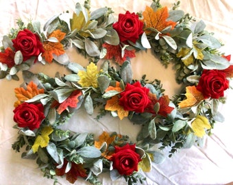 Eucalyptus Garland, Lambs Ear Garland, Maple leaf Garland, Thanksgiving Table, Artificial Eucalyptus Garland, Greenery Garland, Table Runner