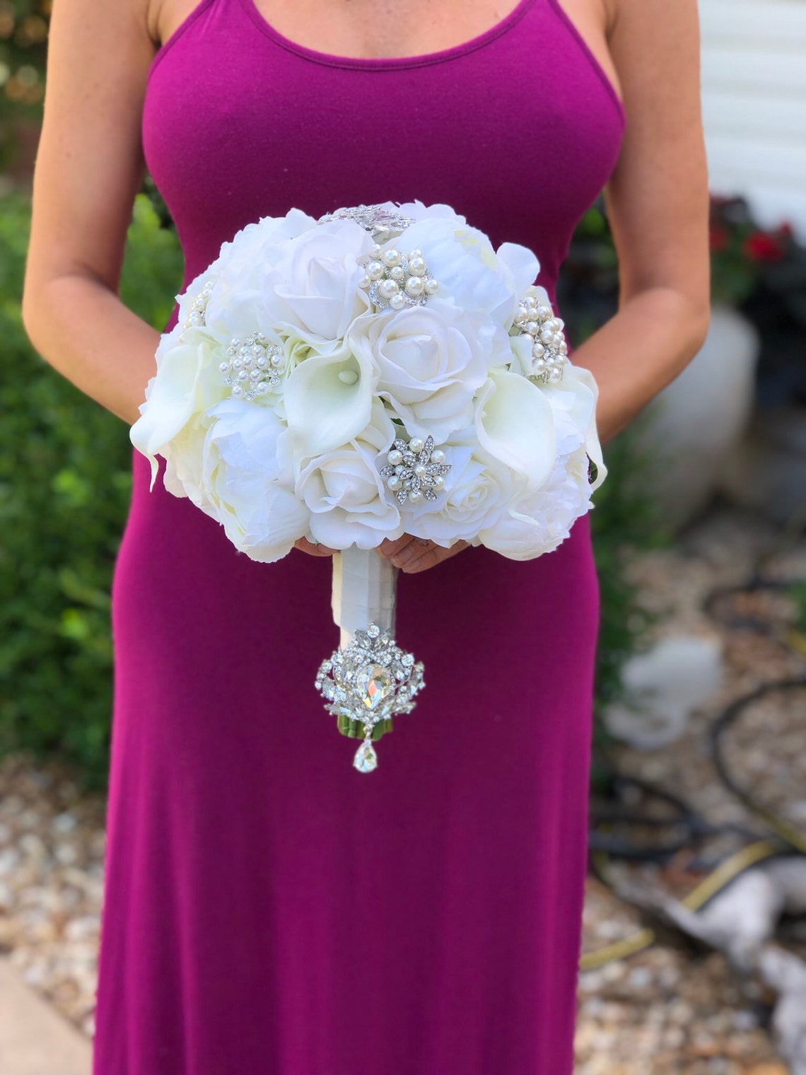 White Calla Lily Bouquet Cream Calla Lily Bouquet White Rose Etsy