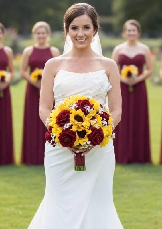 Sunflower & Burgundy Bridal Bouquet - Etsy