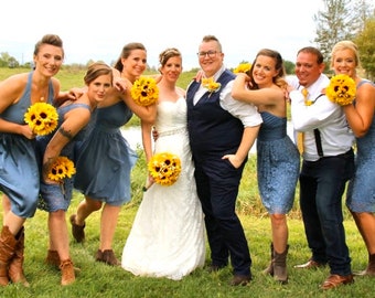 Sunflower Wedding Bouquet: Bridal & Bridesmaid Flowers