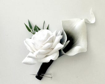 Black and White Calla Lily Boutonniere: Prom Corsage
