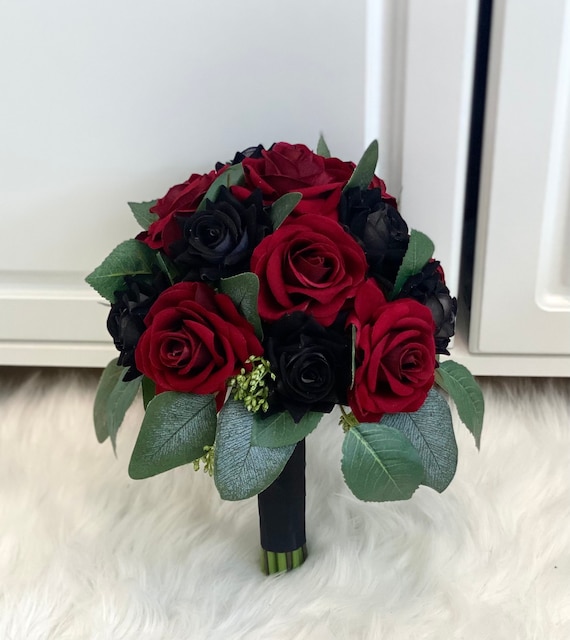 Bouquet noir et bordeaux bouquet noir bouquet noir et blanc - Etsy France